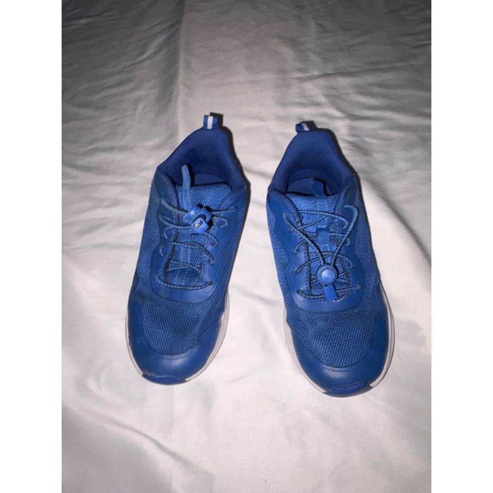 Kids Youth Size 1 Blue Mesh Sneakers Slip On Bungee Laces Athletic Running Shoes
